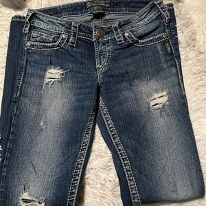 Womens Silver Suki jeans. Size 27/31.
